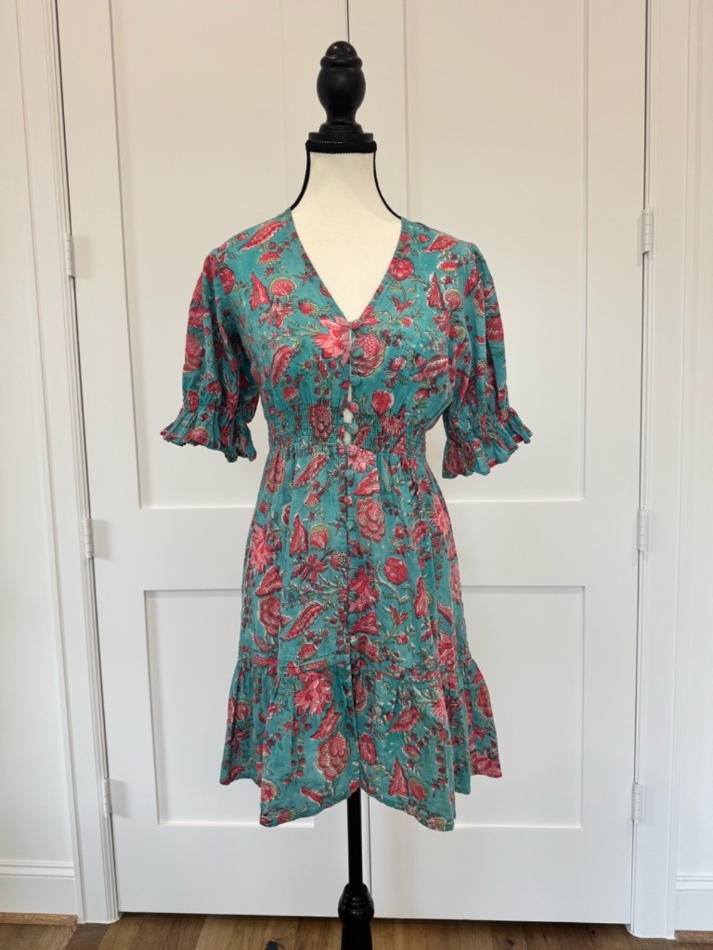 🌸 The Fox & The Mermaid Turquoise + Pink Floral Dress | Size Small 🌸